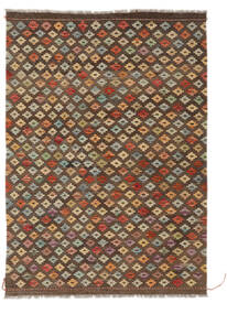  キリム アフガン オールド スタイル 絨毯 126X176 オリエンタル 手織り 濃い茶色/黒 (ウール, アフガニスタン)
