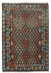  キリム アフガン オールド スタイル 絨毯 123X173 オリエンタル 手織り 黒/濃い茶色 (ウール, アフガニスタン)
