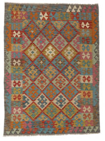  キリム アフガン オールド スタイル 絨毯 122X167 オリエンタル 手織り 濃い茶色/黒 (ウール, アフガニスタン)