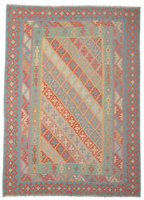  キリム ファーシュ 絨毯 255X338 オリエンタル 手織り 茶/深緑色の 大きな (ウール, ペルシャ/イラン)
