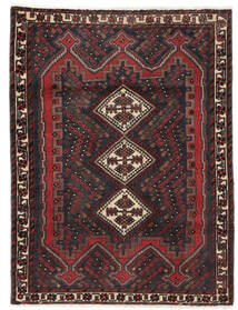  アフシャル 絨毯 123X163 オリエンタル 手織り 黒/深紅色の (ウール, )