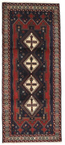  アフシャル/Sirjan 絨毯 91X219 オリエンタル 手織り 廊下 カーペット 黒/深紅色の (ウール, )