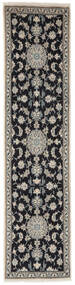  ナイン 絨毯 76X313 オリエンタル 手織り 廊下 カーペット 黒/濃いグレー (ウール, ペルシャ/イラン)