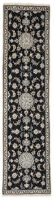  ナイン 絨毯 75X298 オリエンタル 手織り 廊下 カーペット 黒/濃いグレー (ウール, ペルシャ/イラン)