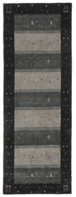 手織り ギャッベ インド 絨毯 89X248 ウール 絨毯 黒/ダークイエロー 小 絨毯 
