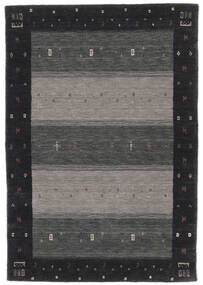  ギャッベ インド 絨毯 120X180 ウール 黒/茶 小 