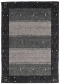  ギャッベ インド 絨毯 126X177 モダン 手織り 黒/濃いグレー (ウール, インド)
