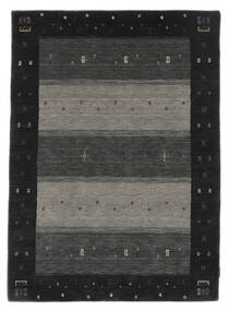 ギャッベ インド 絨毯 126X178 モダン 手織り 黒/ダークイエロー (ウール, )