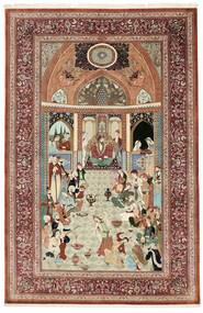 絨毯 オリエンタル クム シルク 絨毯 190X288 茶/深紅色の (絹, ペルシャ/イラン)