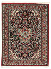  クム Kork/シルク 絨毯 107X143 オリエンタル 手織り 黒/濃い茶色 (ウール/絹, ペルシャ/イラン)