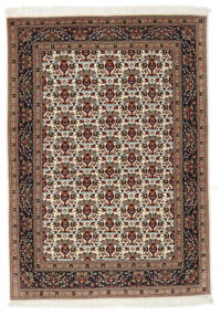  タブリーズ 50 Raj 絨毯 104X147 オリエンタル 手織り 濃い茶色/黒 (ウール/絹, ペルシャ/イラン)
