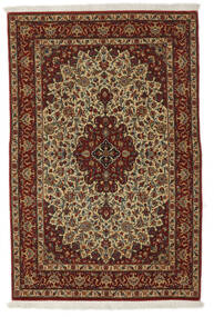  クム Kork/シルク 絨毯 108X165 オリエンタル 手織り 黒/濃い茶色 (ウール/絹, ペルシャ/イラン)