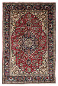  タブリーズ 絨毯 204X306 オリエンタル 手織り 黒/濃い茶色 (ウール, ペルシャ/イラン)