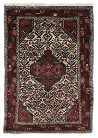 110X145 絨毯 オリエンタル ハマダン 絨毯 黒/深紅色の (ウール, ペルシャ/イラン)