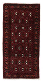  トルクメン 絨毯 103X204 オリエンタル 手織り 黒/深紅色の (ウール, )