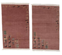  ネパール Original 絨毯 98X160 モダン 手織り 深紅色の (ウール/バンブーシルク,)