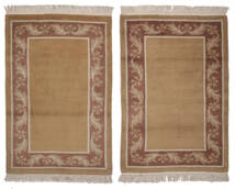 118X177 絨毯 ネパール Original 絨毯 モダン 手織り 茶/オレンジ (ウール/バンブーシルク,ネパール/チベット)