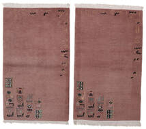  ネパール Original 絨毯 93X154 モダン 手織り 深紅色の/濃い茶色 (ウール/バンブーシルク, ネパール/チベット)