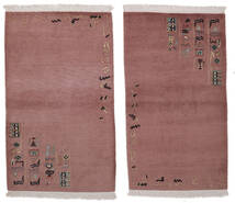 95X163 絨毯 ネパール Original 絨毯 モダン 深紅色の/茶 (ウール/バンブーシルク,ネパール/チベット)