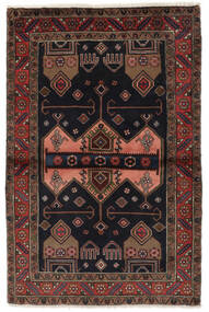 絨毯 手織り ハマダン 絨毯 100X153 黒/深紅色の (ウール, ペルシャ/イラン)