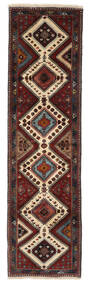 絨毯 オリエンタル ヤラメー 81X291 廊下 カーペット 黒/茶 (ウール, ペルシャ/イラン)