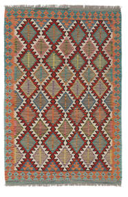  キリム アフガン オールド スタイル 絨毯 123X185 オリエンタル 手織り 深紅色の/深緑色の (ウール, )