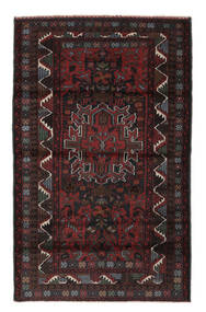 バルーチ 絨毯 99X168 オリエンタル 手織り 黒/ホワイト/クリーム色 (ウール, アフガニスタン)