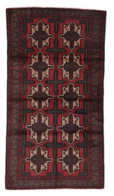 絨毯 手織り バルーチ 絨毯 104X195 黒/深紅色の (ウール, アフガニスタン)