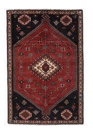 手織り シラーズ 絨毯 162X244 ペルシャ ウール 絨毯 黒/深紅色の 絨毯 