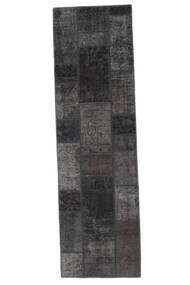  Patchwork - Persien/Iran 絨毯 74X255 モダン 手織り 廊下 カーペット 黒 (ウール, )