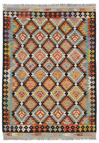  キリム アフガン オールド スタイル 絨毯 127X179 オリエンタル 手織り 黒/深紅色の (ウール, アフガニスタン)