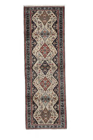 絨毯 ペルシャ ハマダン 絨毯 97X293 廊下 カーペット 黒/深紅色の (ウール, ペルシャ/イラン)