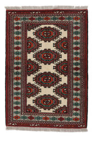  トルクメン 絨毯 89X123 オリエンタル 手織り 黒/濃い茶色 (ウール, ペルシャ/イラン)