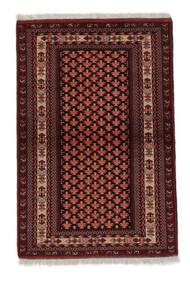 90X133 絨毯 トルクメン 絨毯 オリエンタル 手織り 黒/深紅色の (ウール, ペルシャ/イラン)