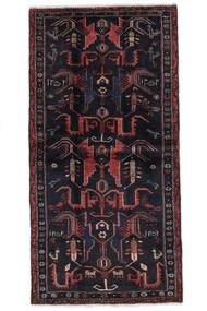  ハマダン 絨毯 104X205 ペルシャ ウール 絨毯 黒/深紅色の 小 絨毯 