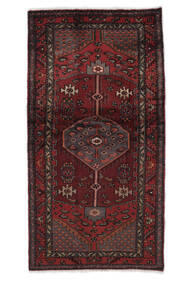 絨毯 ハマダン 絨毯 106X214 黒/深紅色の (ウール, ペルシャ/イラン)