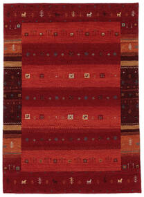  ギャッベ インド 絨毯 140X200 モダン 手織り 黒/深紅色の (ウール, インド)