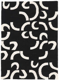  Curved - 黒 絨毯 200X300 モダン 手織り 黒/暗めのベージュ色の (ウール, インド)