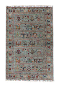 Shabargan 絨毯 103X158 オリエンタル 手織り 濃いグレー/深紅色の (ウール, )
