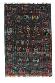  Shabargan 絨毯 83X125 オリエンタル 手織り 黒/深紅色の (ウール, )