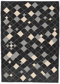  キリム モダン 絨毯 200X300 モダン 手織り 黒/濃いグレー (ウール, アフガニスタン)
