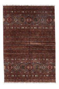 175X256 絨毯 Shabargan モダン 黒/深紅色の (ウール, アフガニスタン)
