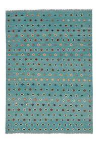  キリム Nimbaft 絨毯 249X344 モダン 手織り ターコイズ/ホワイト/クリーム色 (ウール, アフガニスタン)