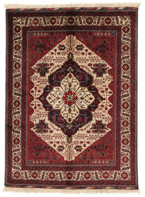  Kunduz 絨毯 150X202 オリエンタル 手織り 黒/深紅色の (ウール, )