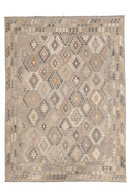  キリム アフガン オールド スタイル 絨毯 260X347 オリエンタル 手織り 茶/薄茶色/ホワイト/クリーム色 大きな (ウール, アフガニスタン)