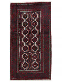 絨毯 ペルシャ バルーチ 絨毯 95X179 黒/深紅色の (ウール, ペルシャ/イラン)