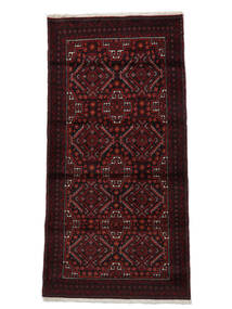  バルーチ 絨毯 81X163 オリエンタル 手織り 黒/ホワイト/クリーム色 (ウール, ペルシャ/イラン)