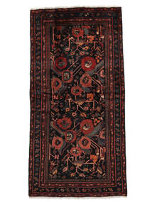  ハマダン 絨毯 111X220 オリエンタル 手織り 黒/ホワイト/クリーム色 (ウール, ペルシャ/イラン)