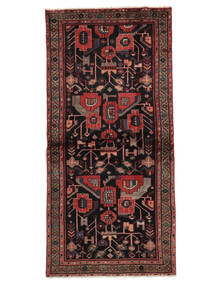 ハマダン 絨毯 103X214 オリエンタル 手織り 黒/深紅色の (ウール, )