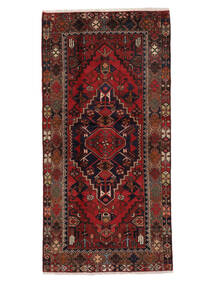 手織り ハマダン 絨毯 95X198 ペルシャ ウール 絨毯 黒/深紅色の 小 絨毯 